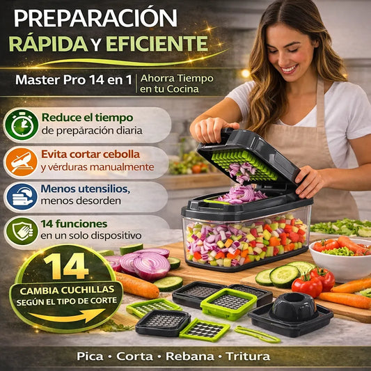 Picador Multifuncional 14 en 1 – Ahorra tiempo y organiza tu cocina