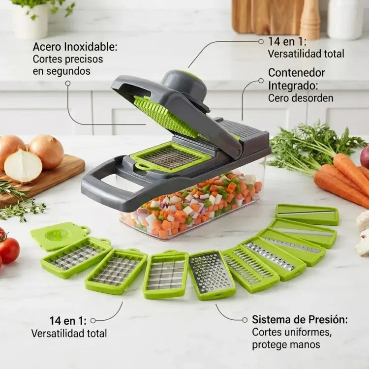 Picador Multifuncional 14 en 1 – Ahorra tiempo y organiza tu cocina