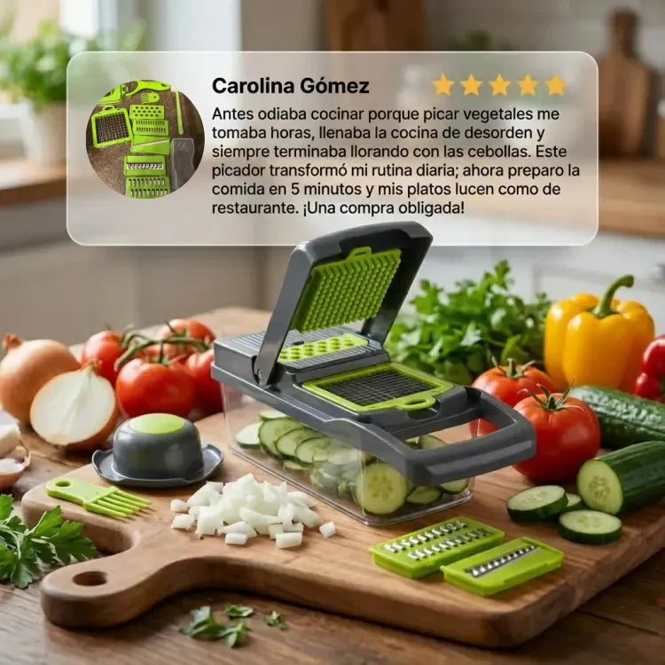 Picador Multifuncional 14 en 1 – Ahorra tiempo y organiza tu cocina